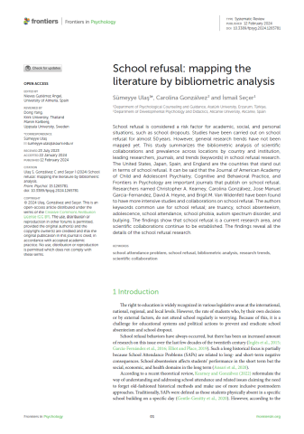 School refusal-Mapping the literature by bibliometric analysis.