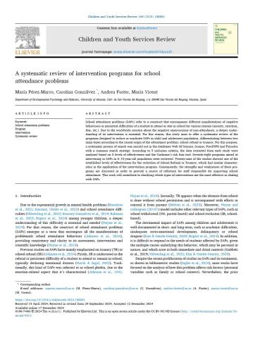 A systematic review of intervention programs for school attendance problems